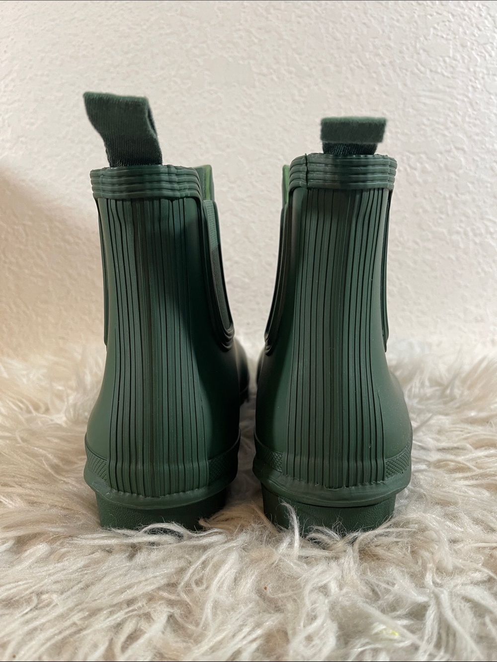 HUNTER Original Chelsea Boots Green Slip-On Rubber Ankle Boots Size 10 NEW - Picture 5 of 14